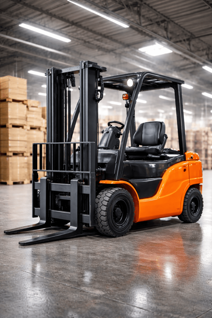 Industrial Paint Supplies 1 forklift truck that has been painted by custom mixed paint sold by autopaint bolton
